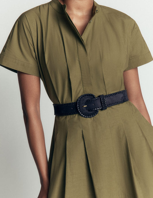Covered Whipstitch Belt-Navy