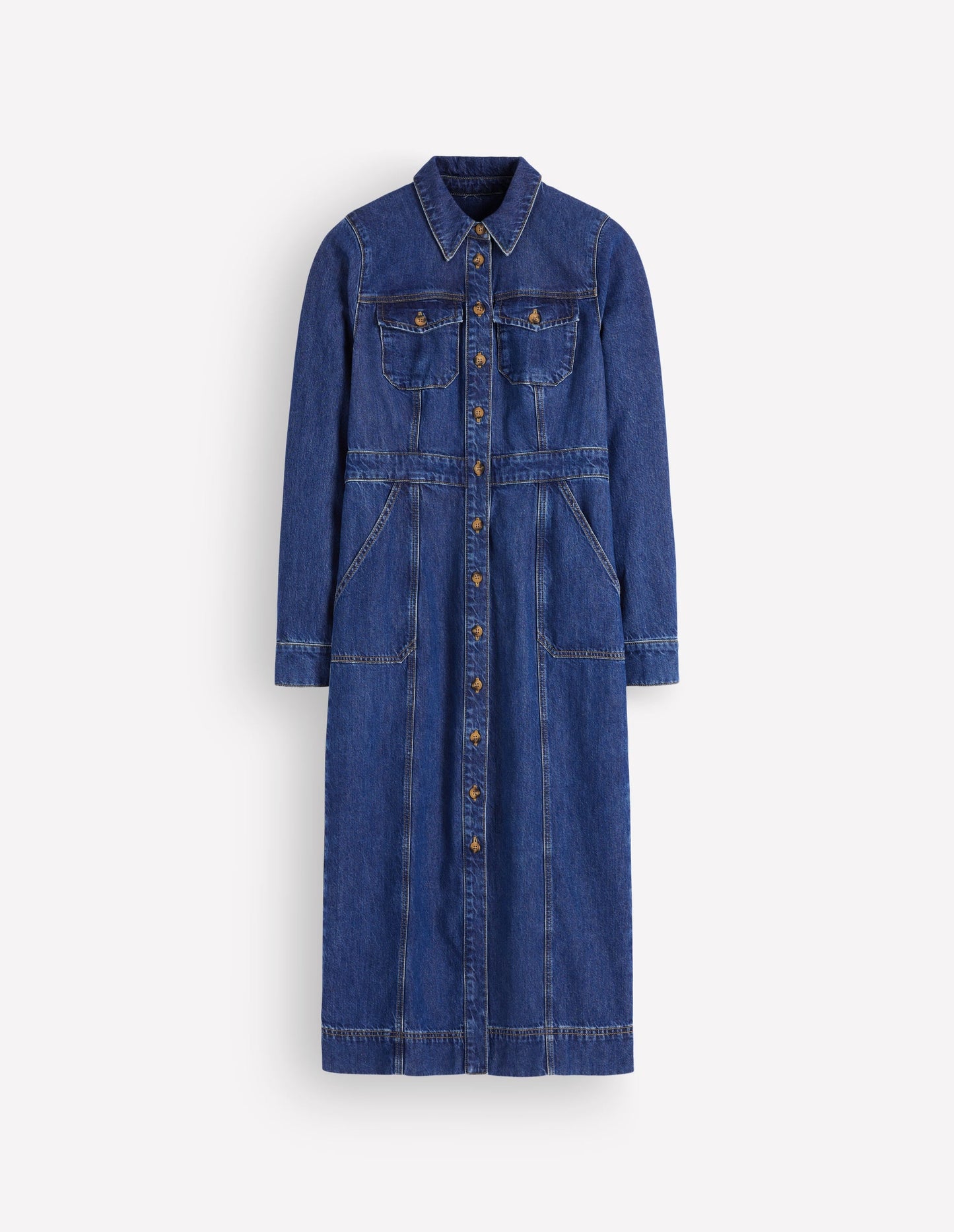Fleur Denim Midi Dress-Mid Vintage Denim