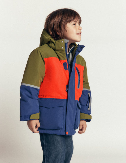 All-weather Waterproof Coat-Khaki Colour Block