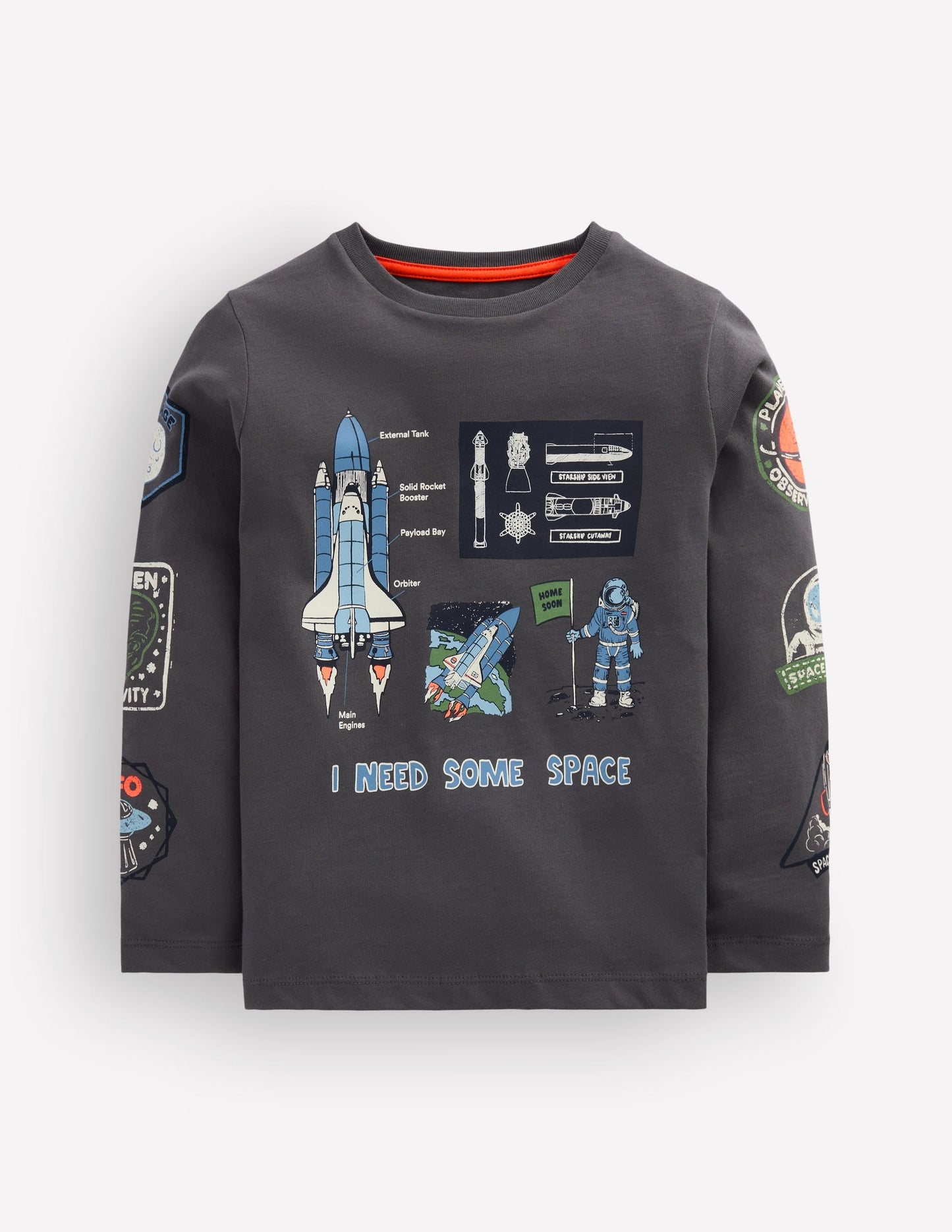 Long Sleeve Glow T-shirt-Warm Grey, Space