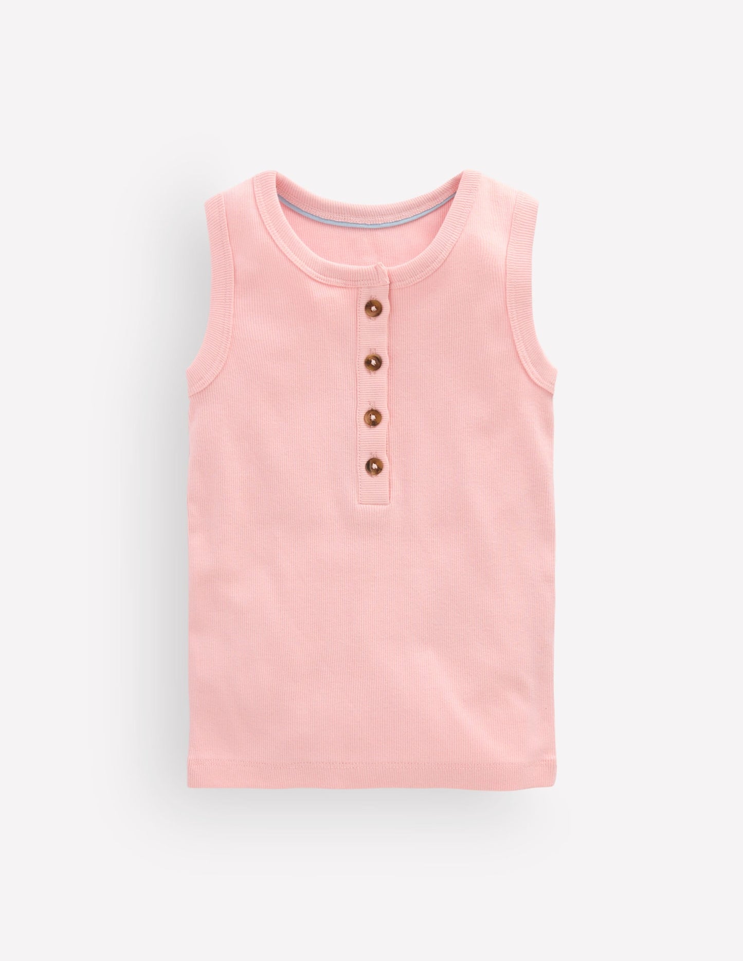 Henley Ribbed Vest-Chalk Pink