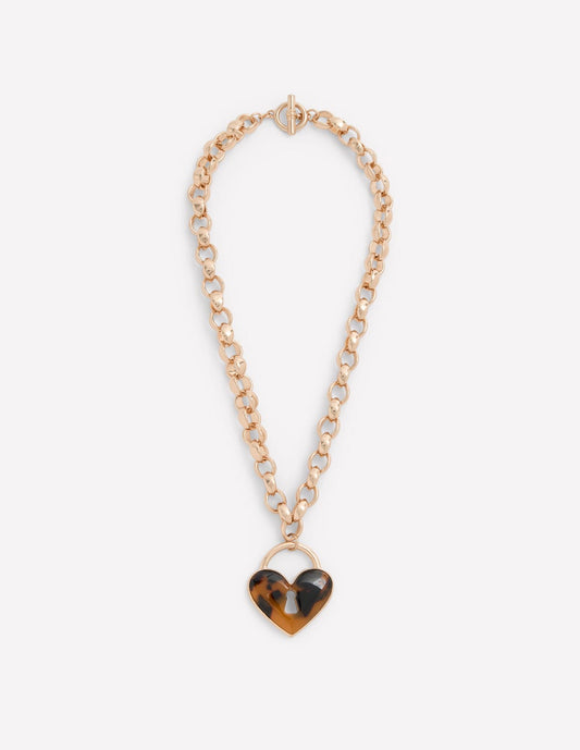 Chunky Love Lock Necklace-Tort
