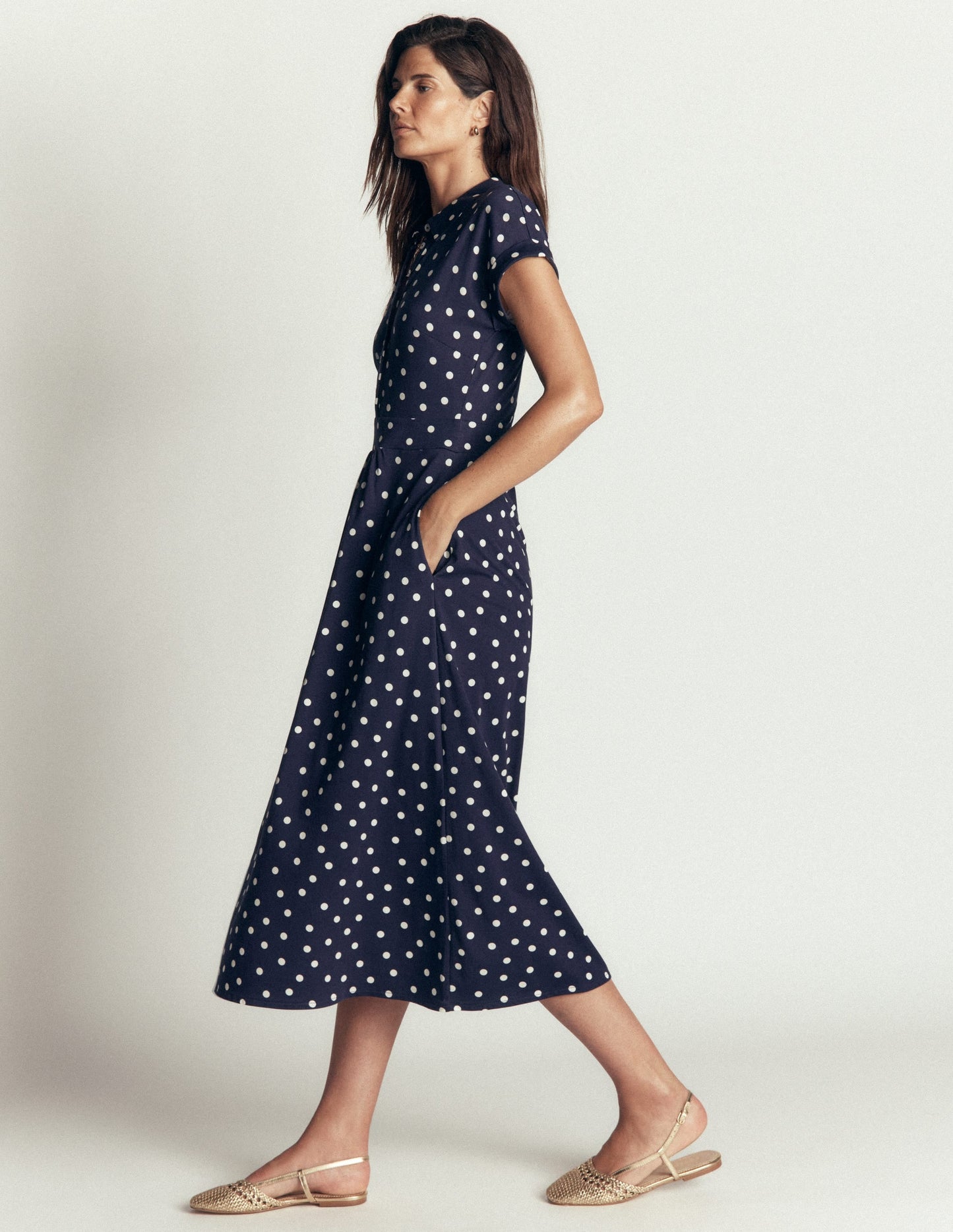 Fae Jersey Shirt Dress-French Navy, Boden Dot Spaced