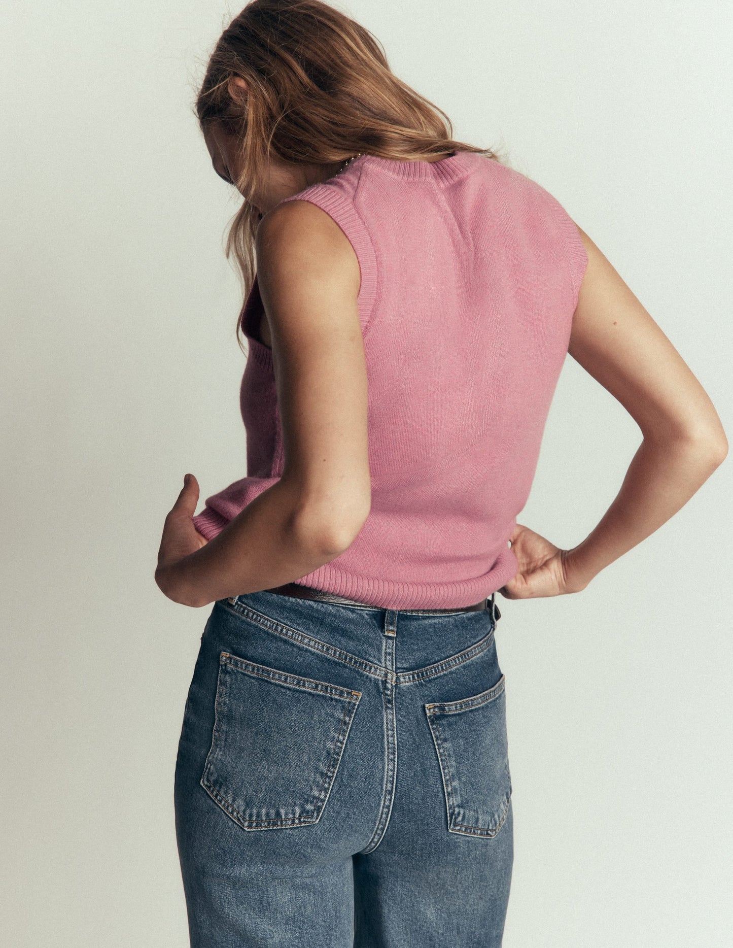 Elsie Cashmere Tank-Pink Heather