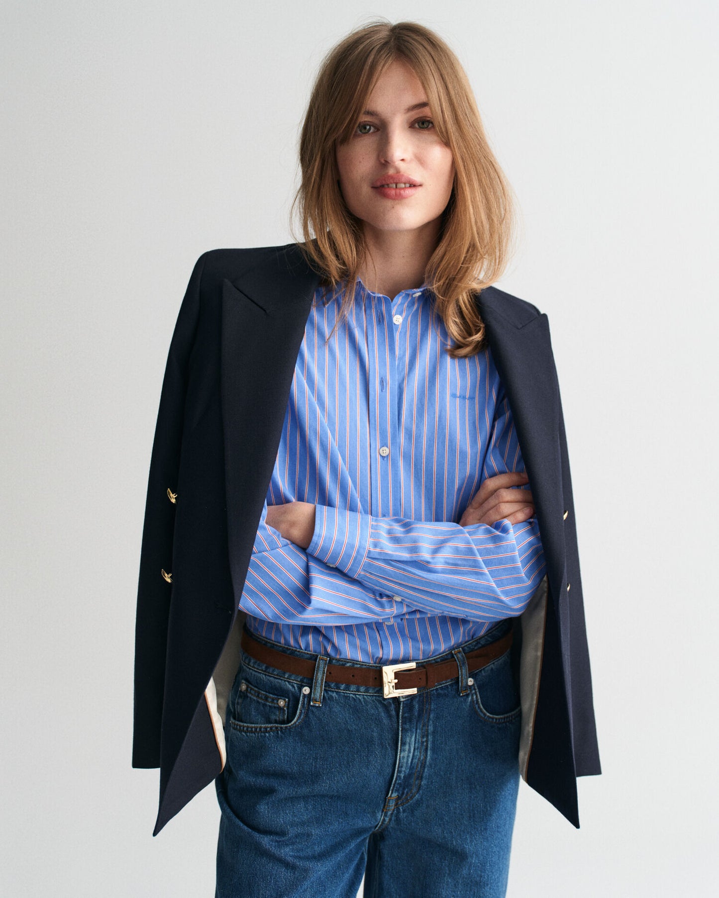 Chemise Popeline Classique Rayée Coupe Droite