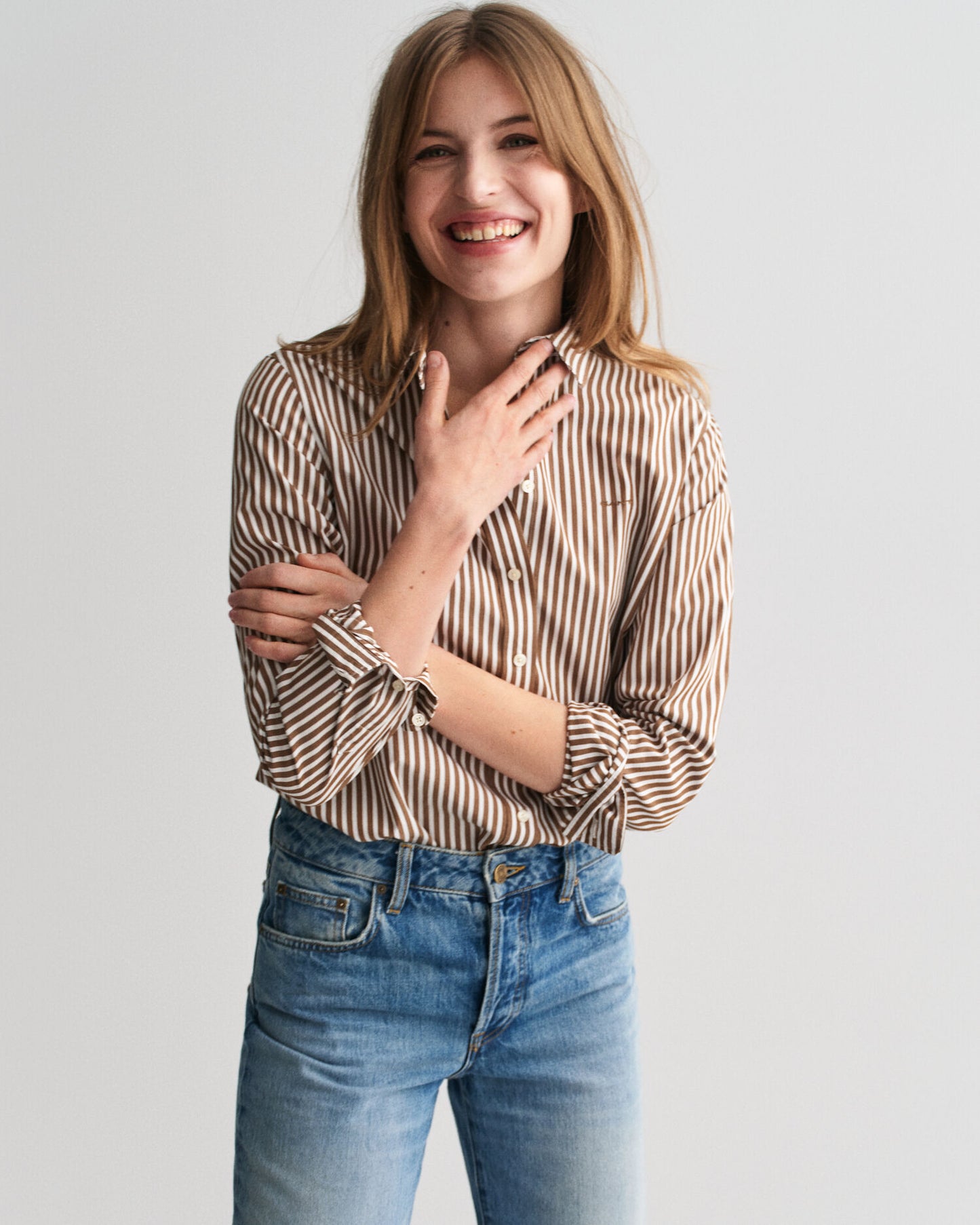 Chemise Popeline Classique Rayée Coupe Droite