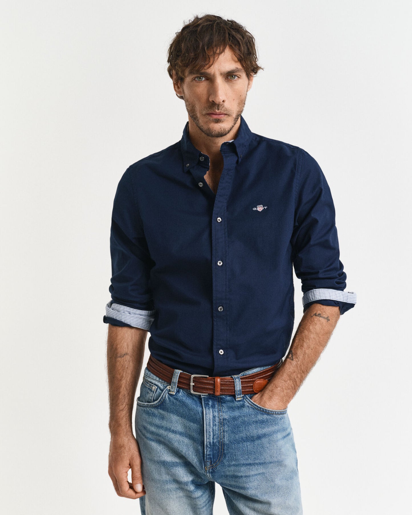 Slim-Fit-Oxford-Stretchhemd