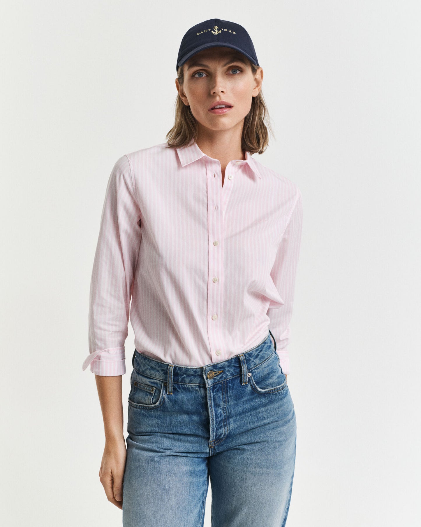 Chemise Popeline Classique Rayée Coupe Droite