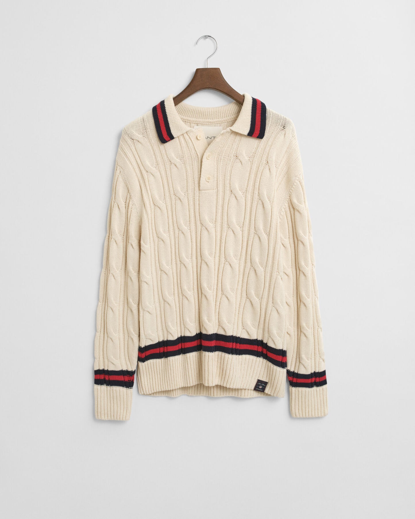 Zopfstrick-Polo-Pullover