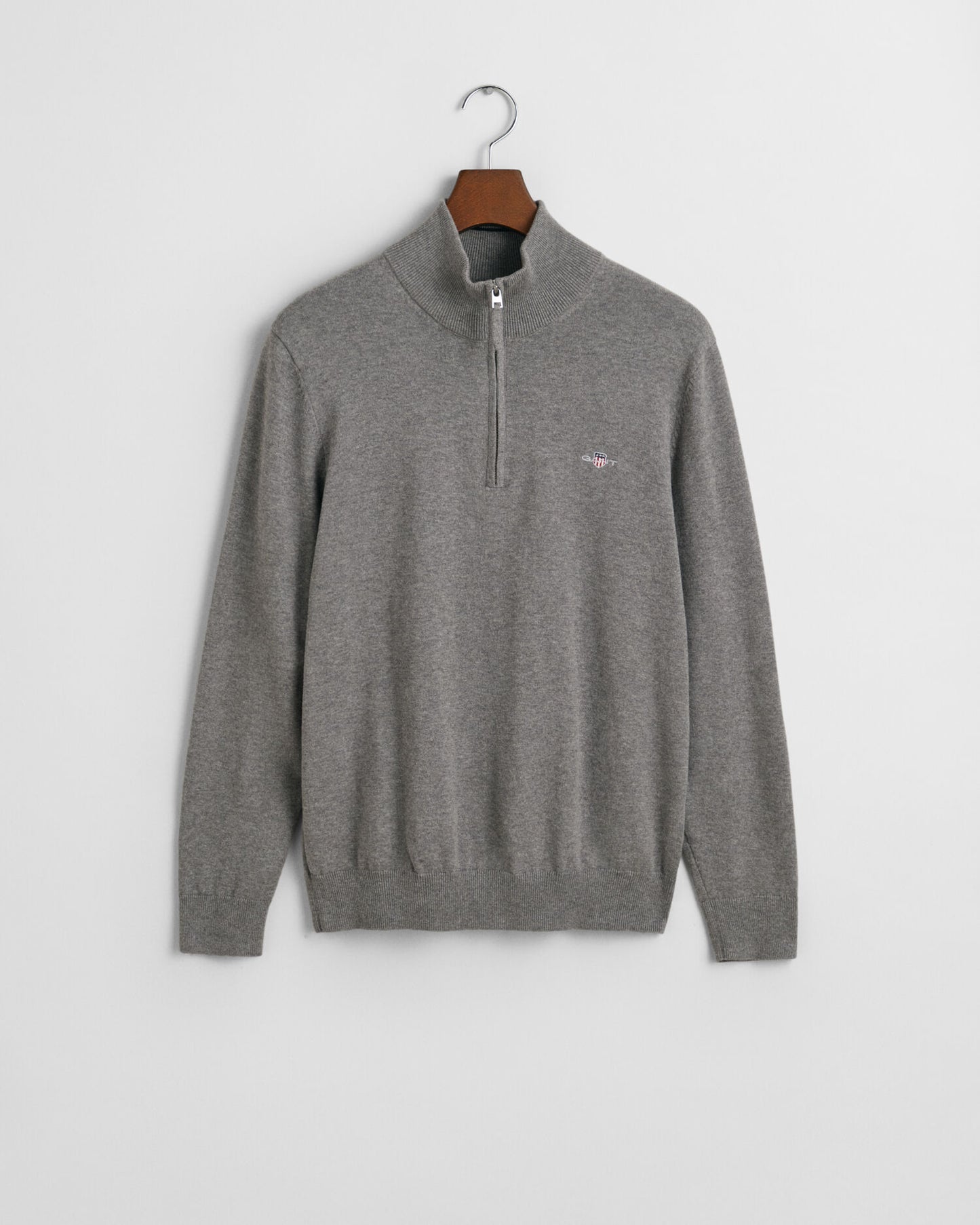 Klassischer Baumwoll-Sweater mit halbem Reißverschluss