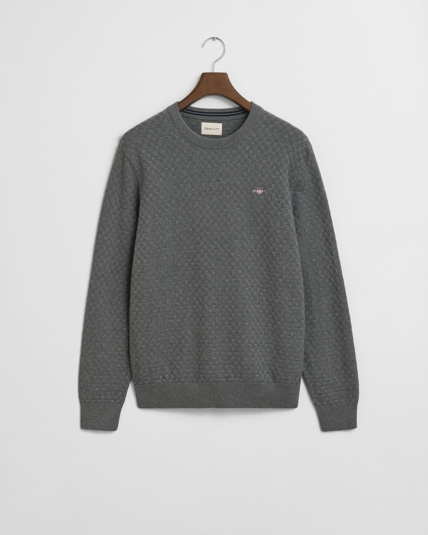 Pullover mit Mikrostruktur-Rundhalsausschnitt