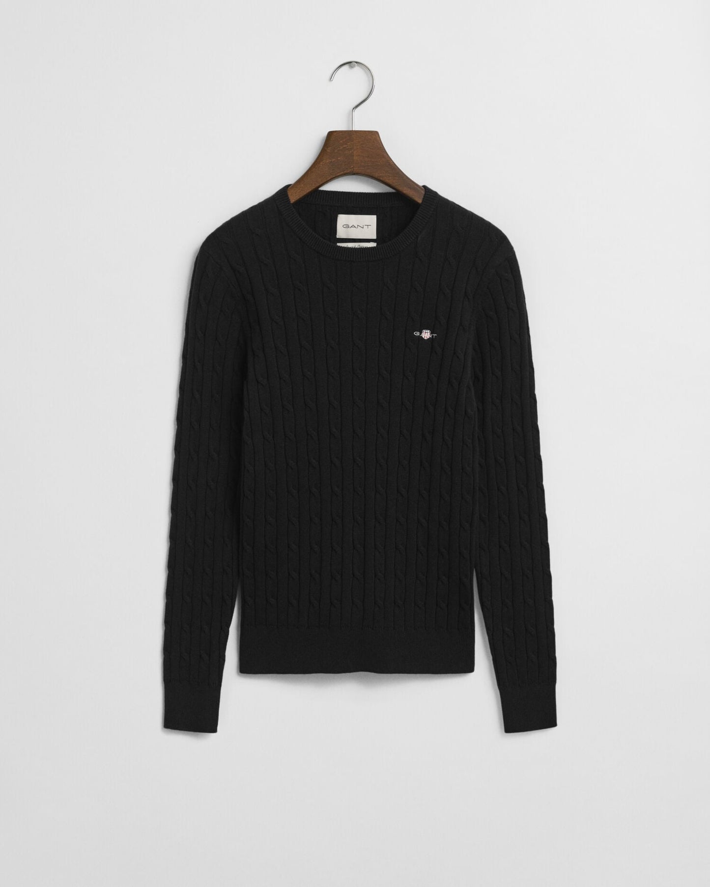 Pullover mit Rundhalsausschnitt aus Stretch-Baumwolle mit Zopfmuster