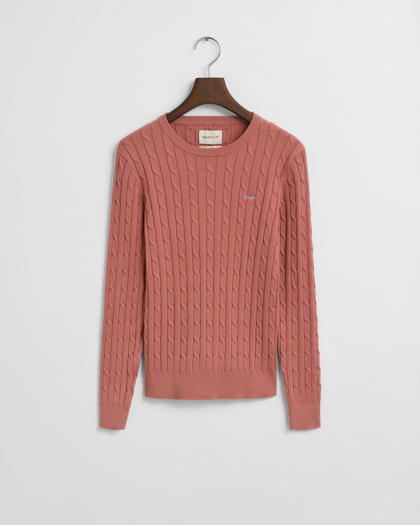 Pullover mit Rundhalsausschnitt aus Stretch-Baumwolle mit Zopfmuster