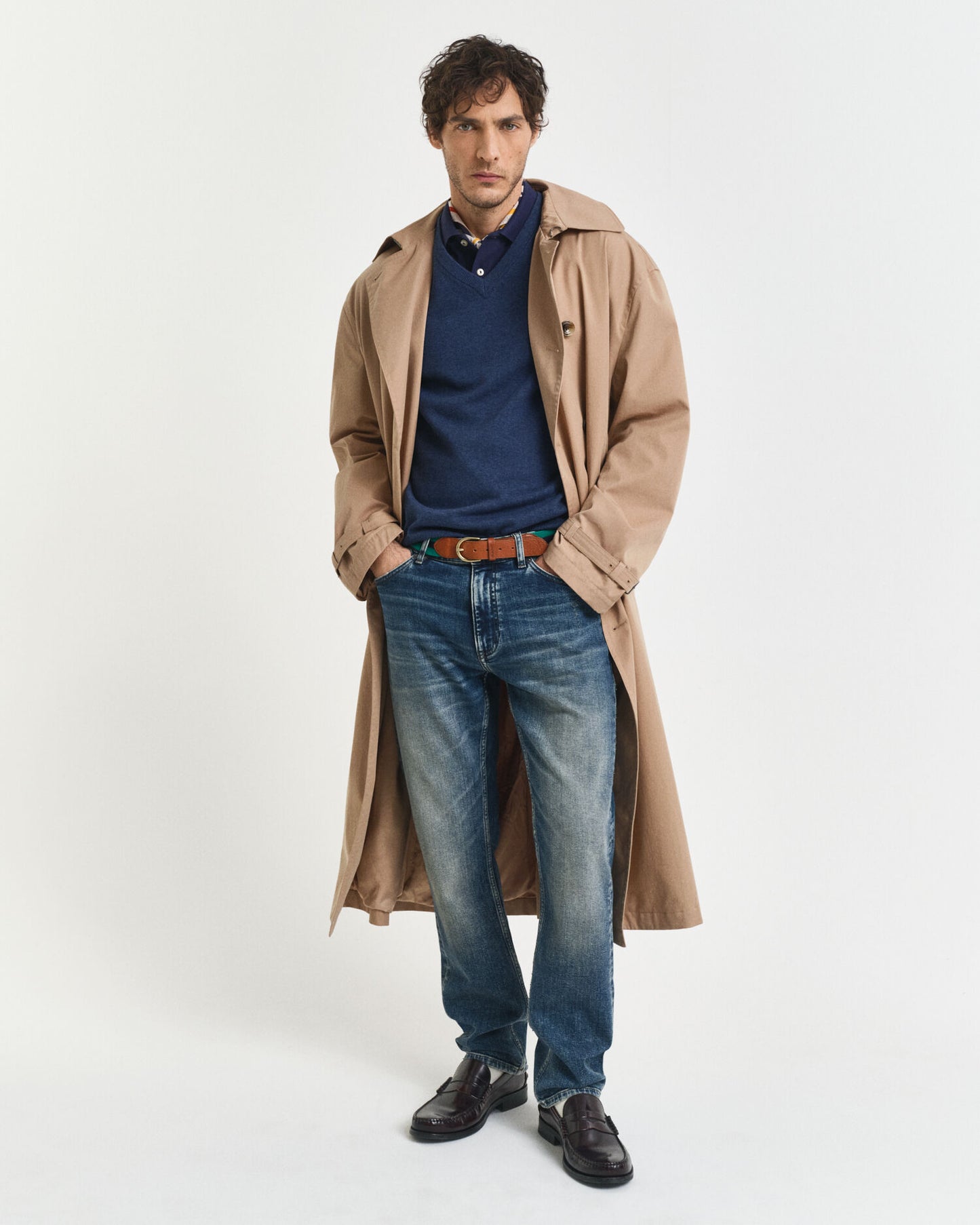 Klassischer Baumwoll-V-Pullover