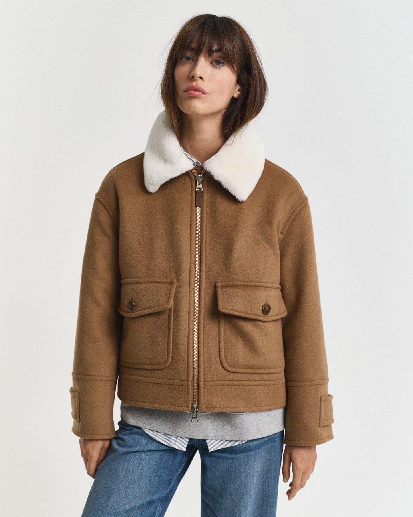 Blouson d'aviateur en mélange de laine