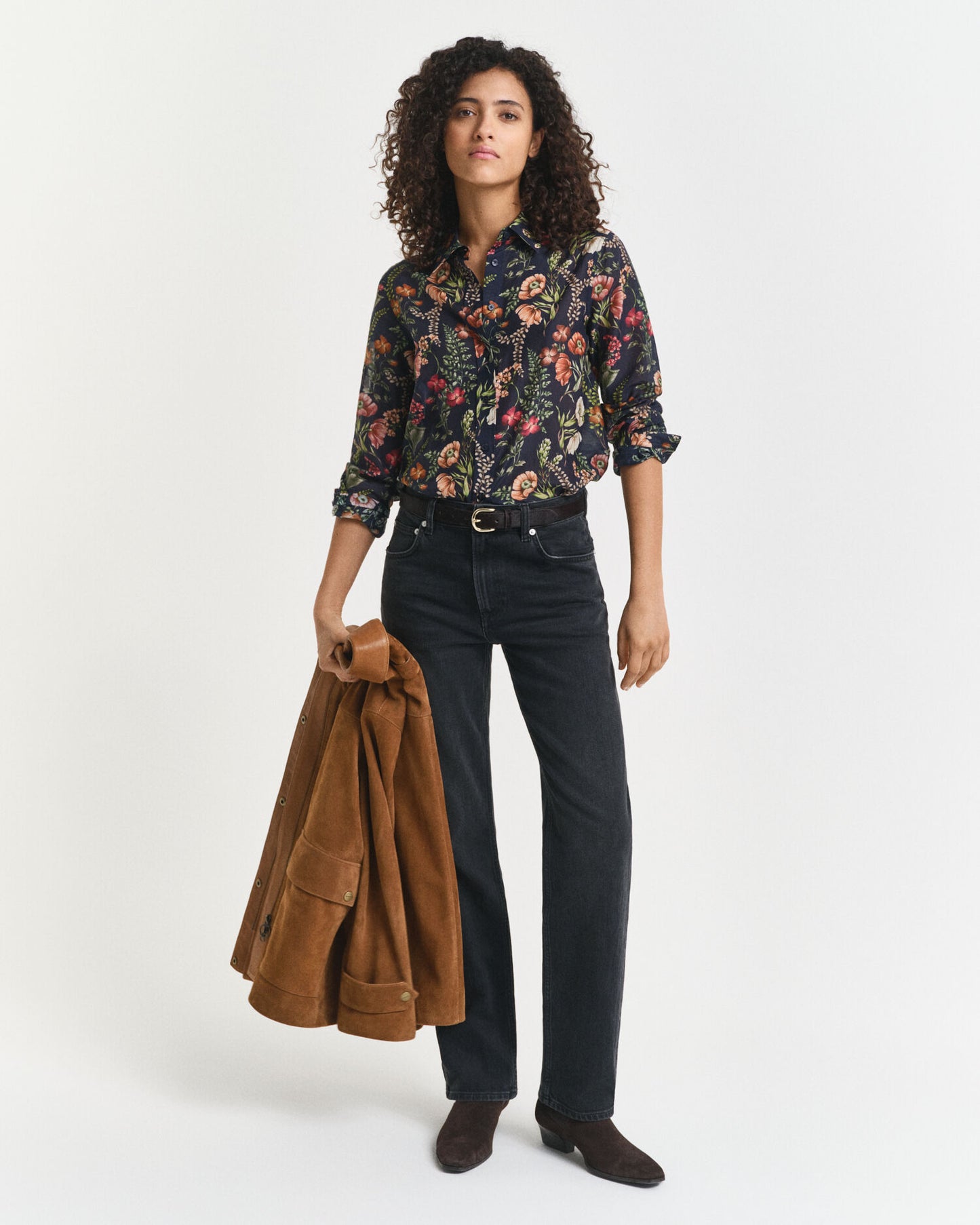 Regular Fit Hemd aus Baumwoll-Seide mit Blumenmuster