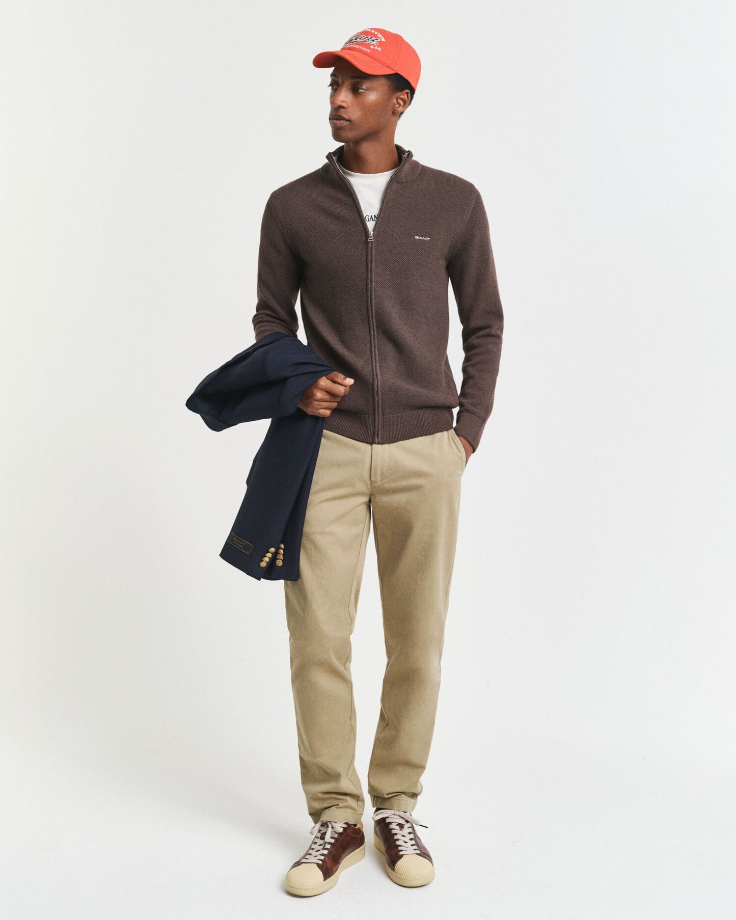 Cardigan zippé en piqué de coton
