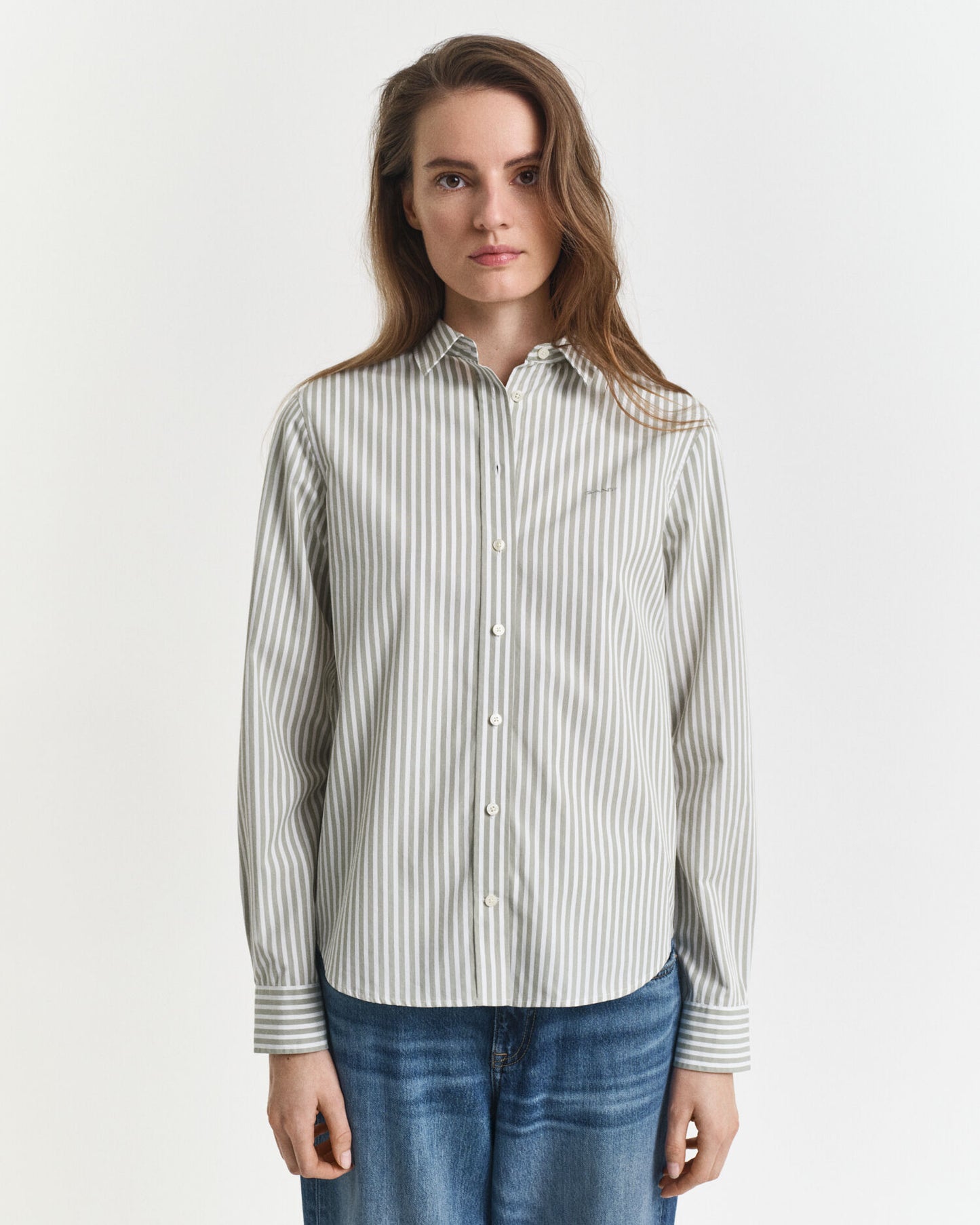Chemise Popeline Classique Rayée Coupe Droite