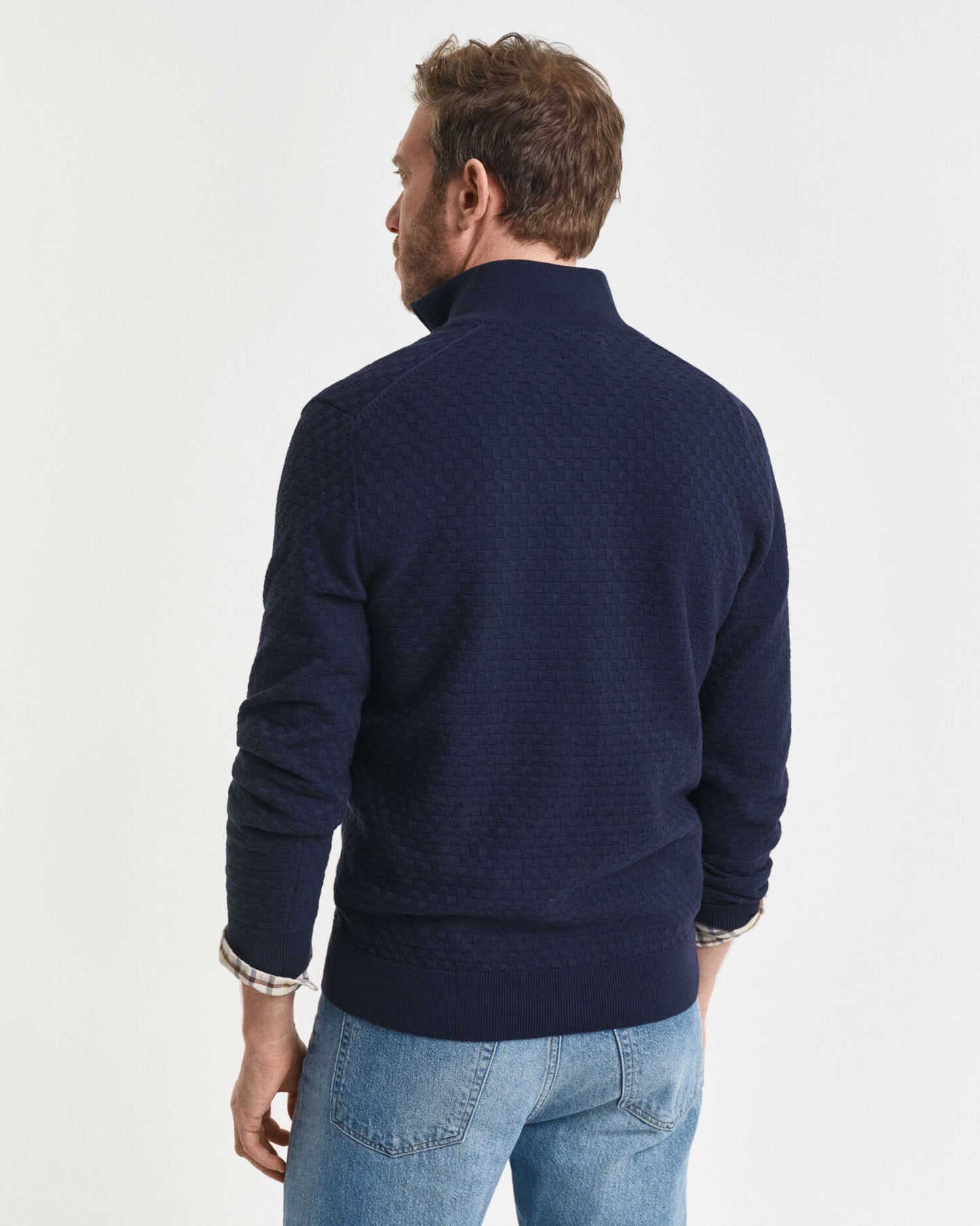 Pull demi-zip micro-texturé