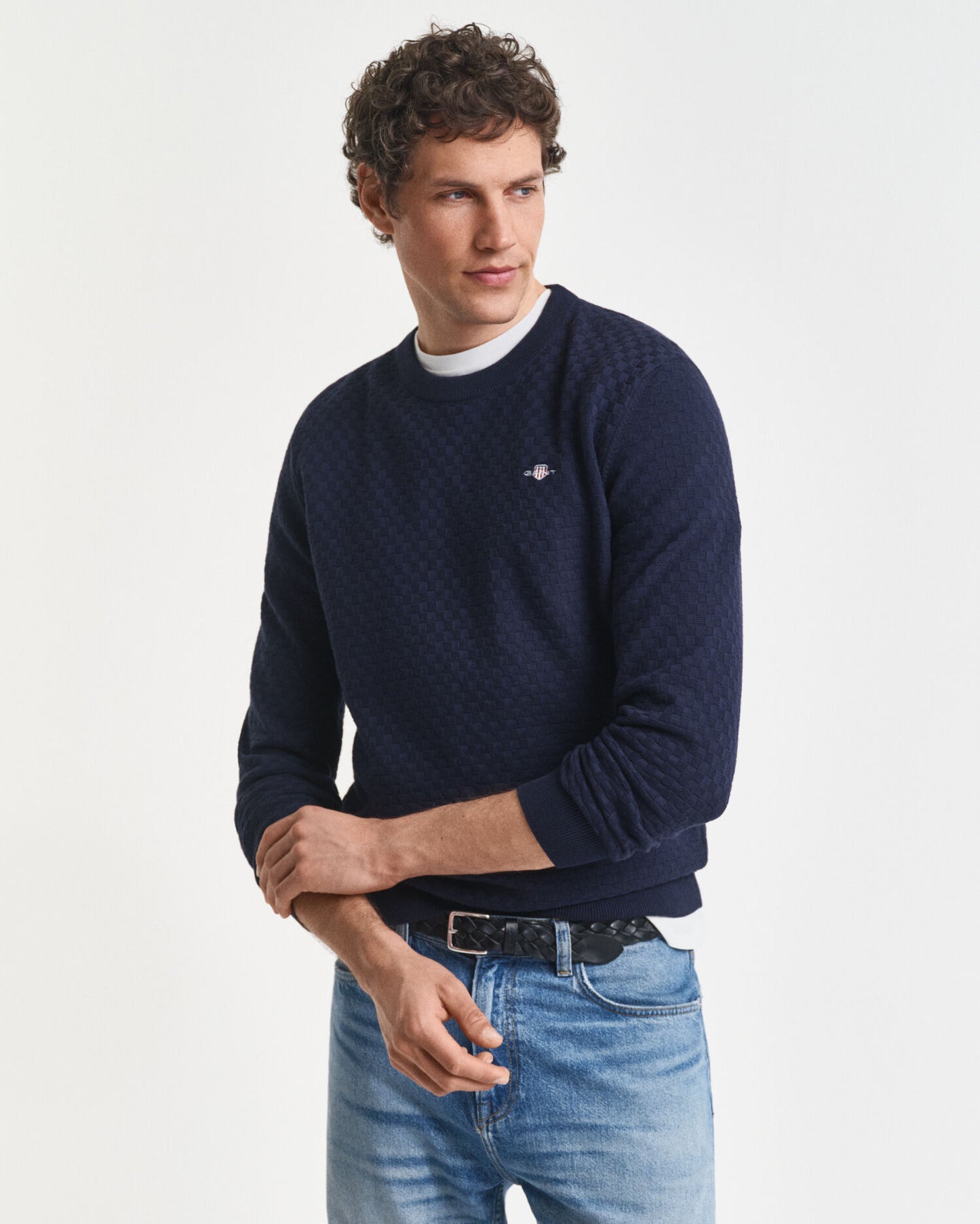 Pull ras du cou micro-texturé